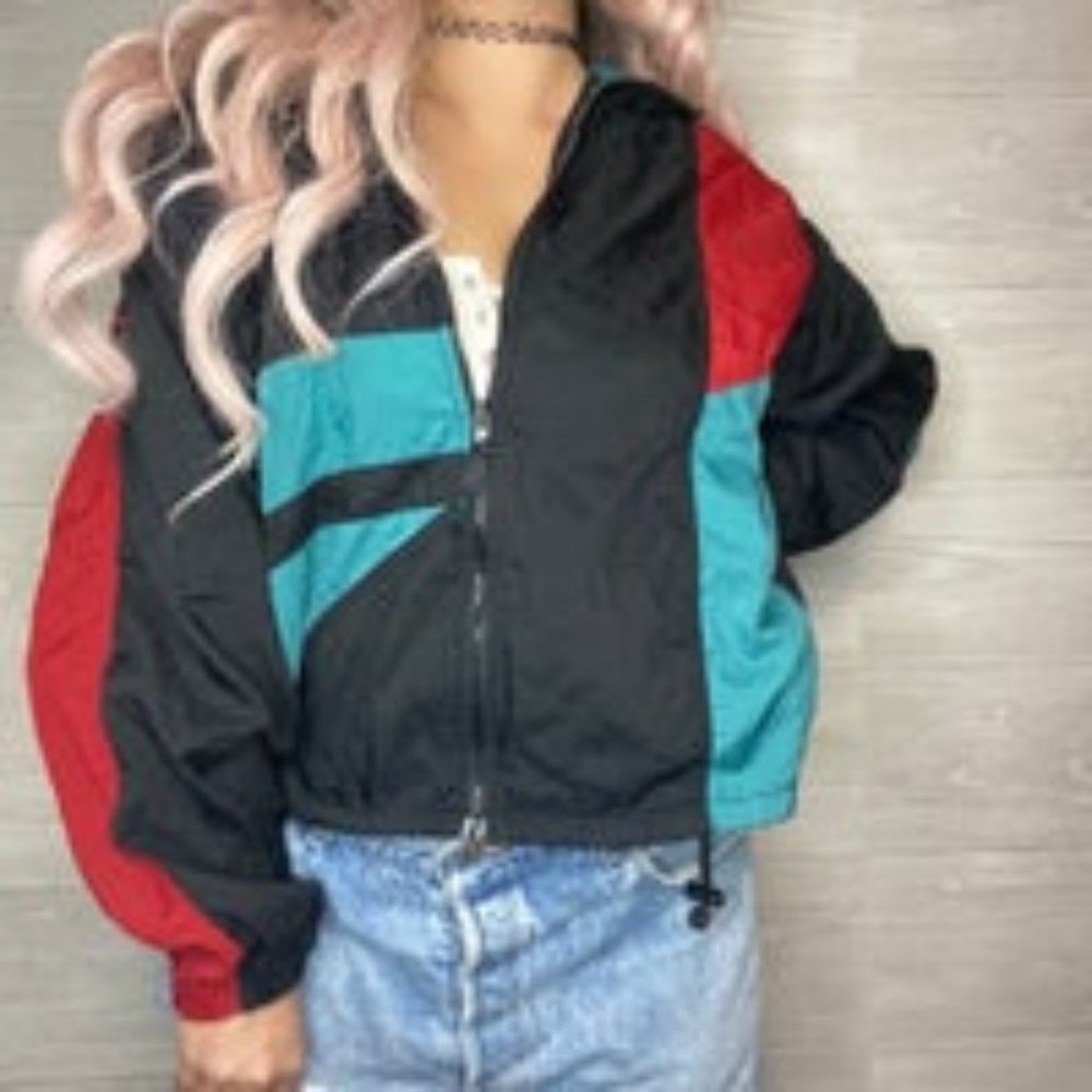 Retro Green Red Black Nike Windbreaker Full Zip Jacket